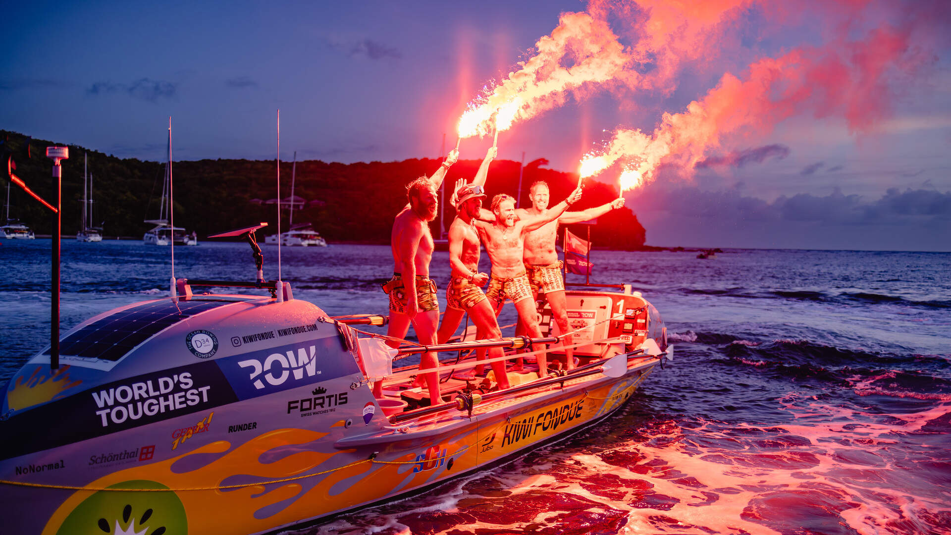 Team Kiwi Fondue finisht tweede in roeirace over Atlantische